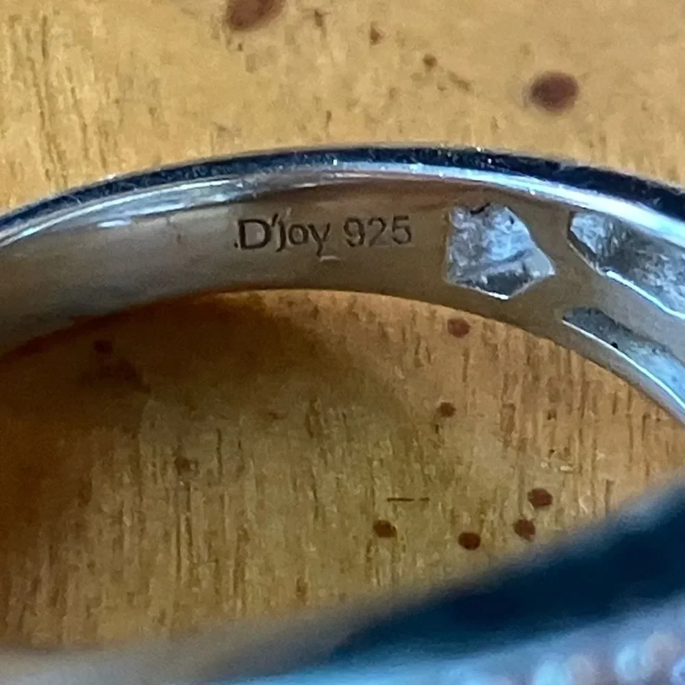 Natural Blue Apatite Moissanite Sterling Silver Cocktail Ring Size 6